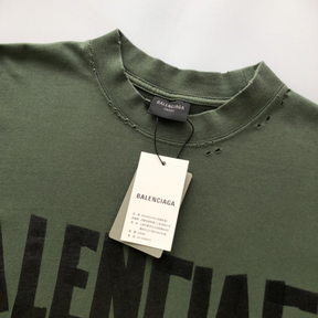 Camiseta de Algodão Balenciaga Oversize "Tape" Verde