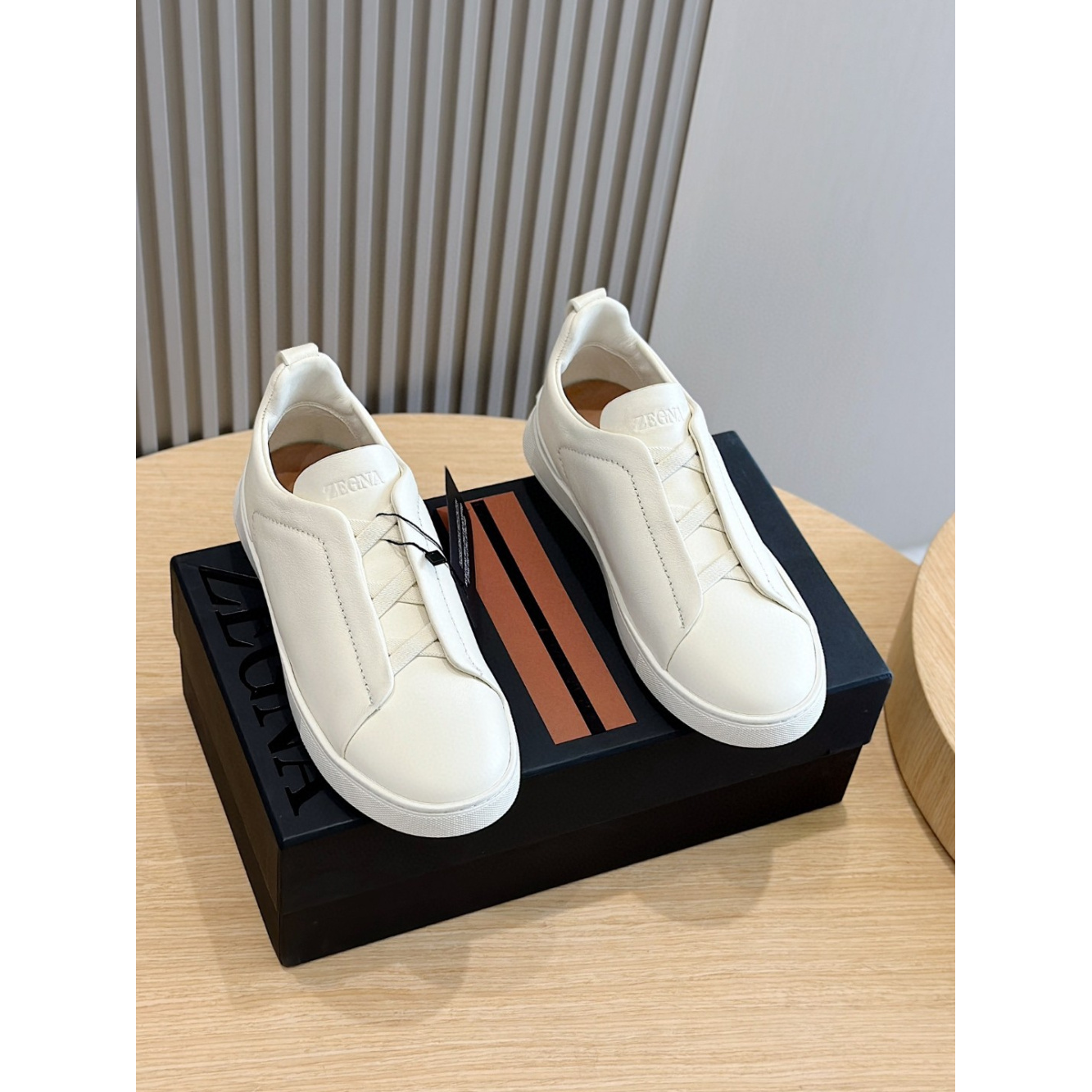 Zegna Triple Stitch Secondskin Couro Branco