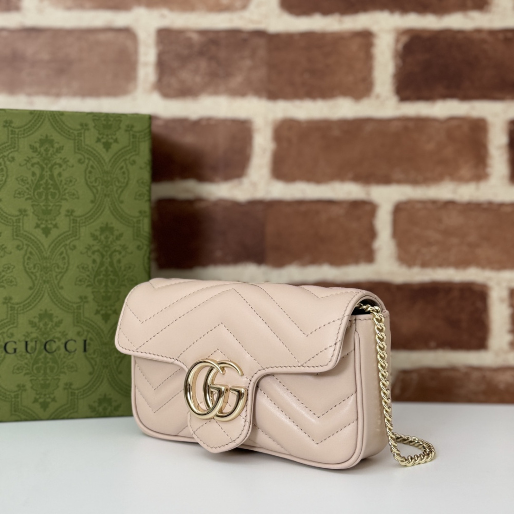 Bolsa Gucci GG Marmont Couro Rosa Claro Super Mini/Média/Grande