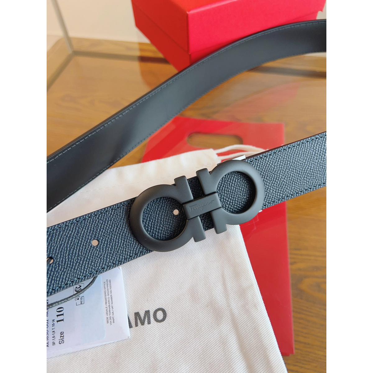Cinto Salvatore Ferragamo Gancini Couro Granulado Preto Fivela Preto Fosco 3,5cm