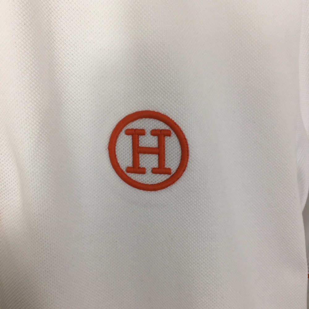 Camiseta Hermès com bordado H e zíper Branco