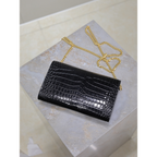 Bolsa Saint Laurent YSL Uptown Couro Croc 19x12x4cm