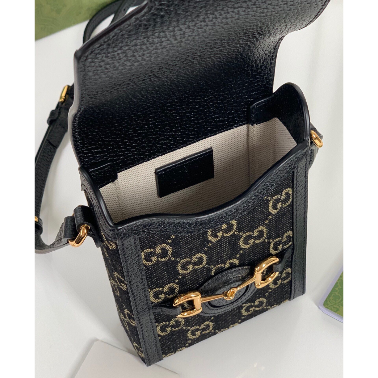 Bolsa Gucci Horsebit 1955 Mini Bag in GG Supreme 11.5x17x4CM (2 cores)