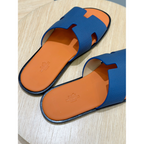 Sandália Izmir Listras Azul/ Sola Laranja