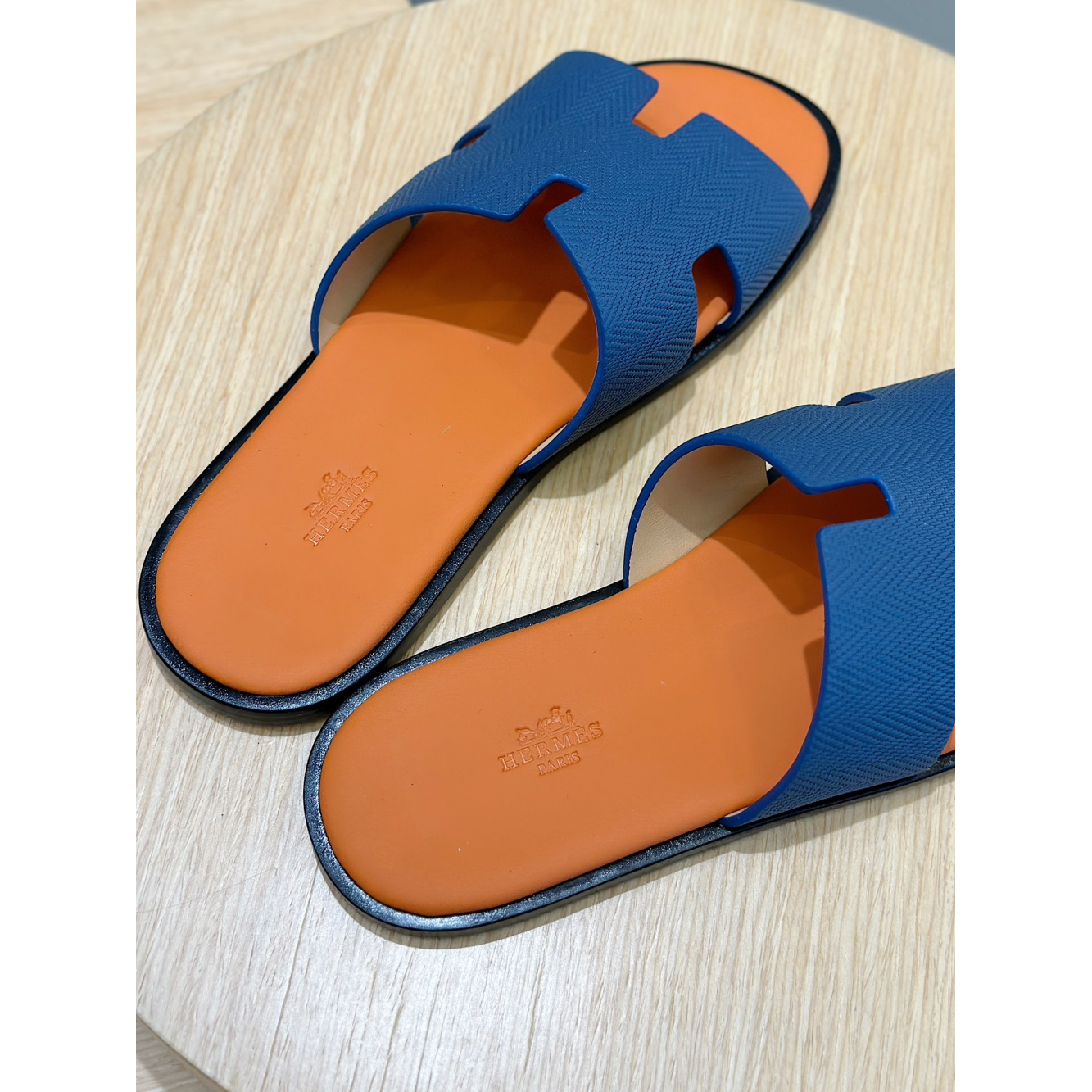 Sandália Izmir Listras Azul/ Sola Laranja