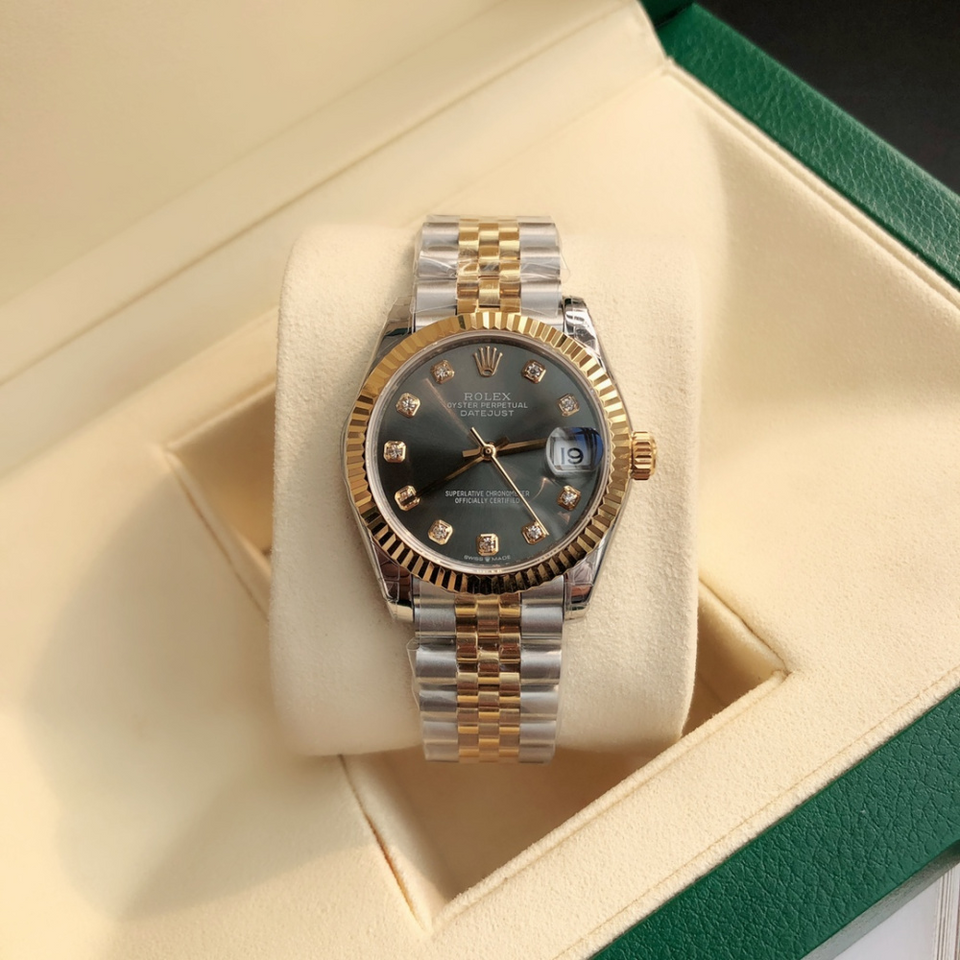 Rolex Datejust Prata/Dourado/Preto