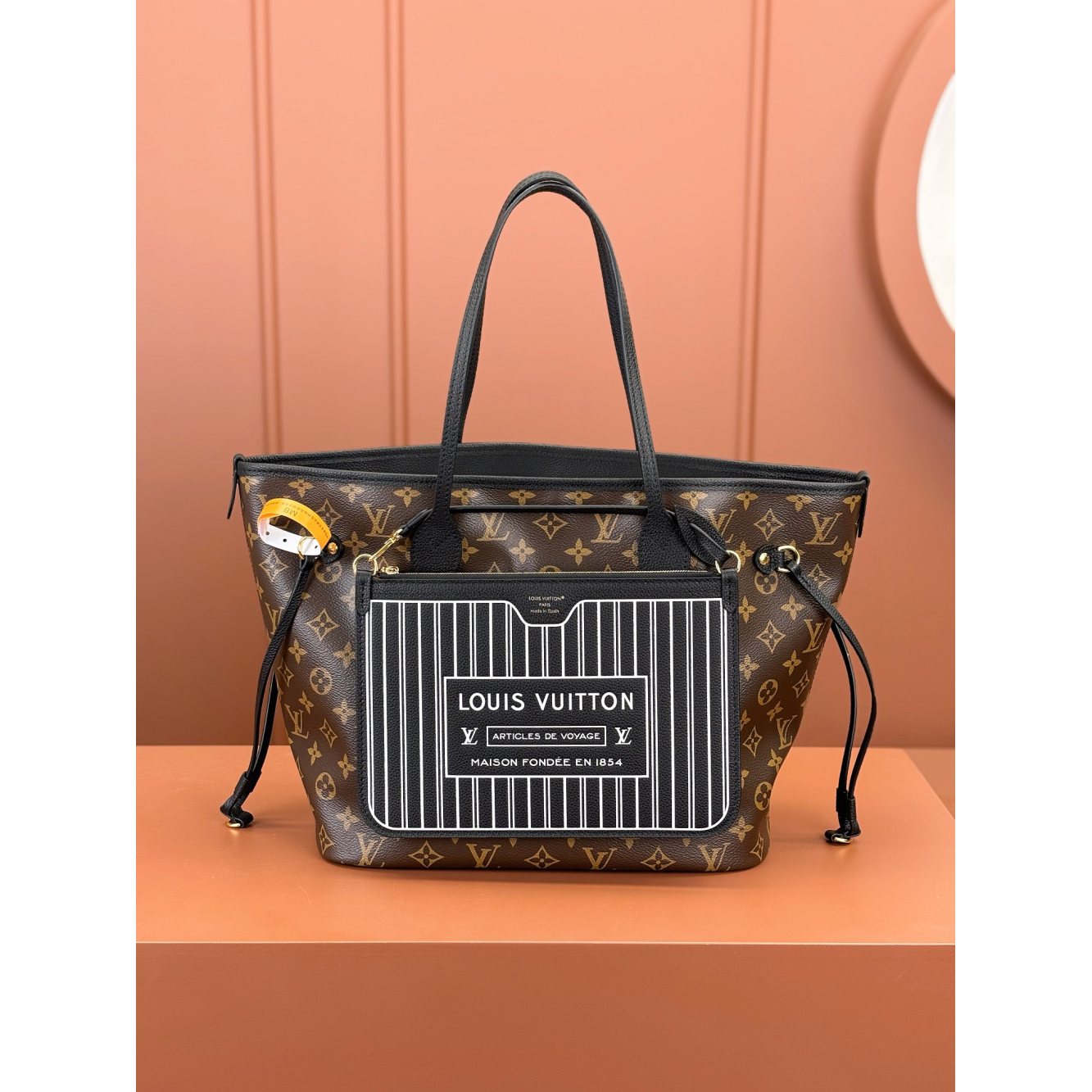Bolsa Louis Vuitton Neverfull Inside Out MM LV (Preta/Marrom) 31x28x14CM