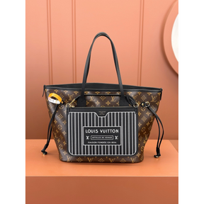 Bolsa Louis Vuitton Neverfull Inside Out MM LV (Preta/Marrom) 31x28x14CM