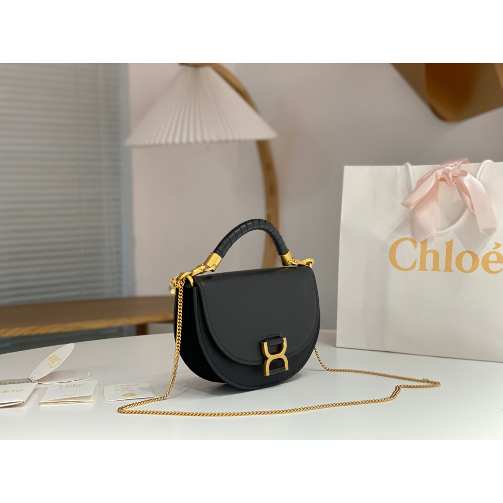 Bolsa Chloé Tote Marcie Chain Flap 22.5x15.5x7cm (Preta e outras cores)