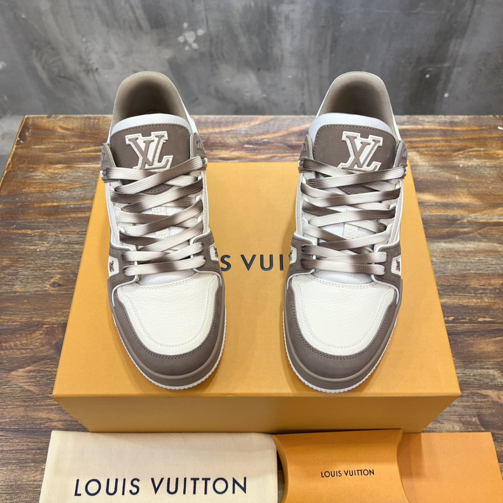 Tênis Louis Vuitton LV Trainer Couro Marrom/Branco