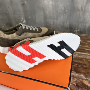 Tênis Hermès Bouncing Couro Verde/Laranja