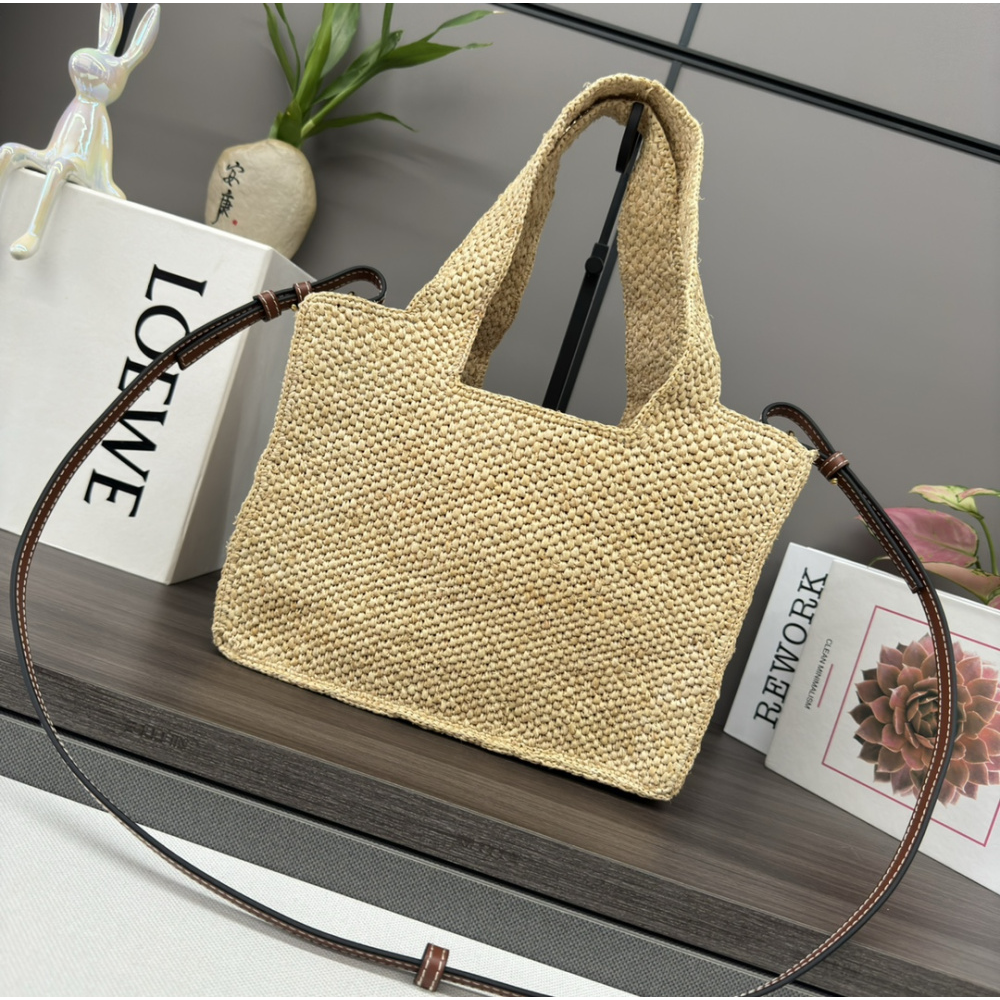 Bolsa Loewe x Paula's Ibiza Font Small Tote in Ráfia 24x11x19.5cm