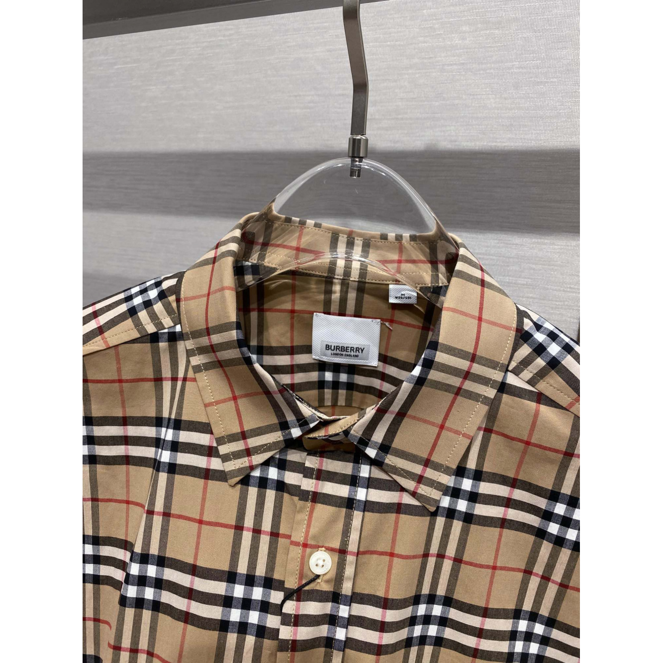 Camisa Burberry de algodão Check cor Areia