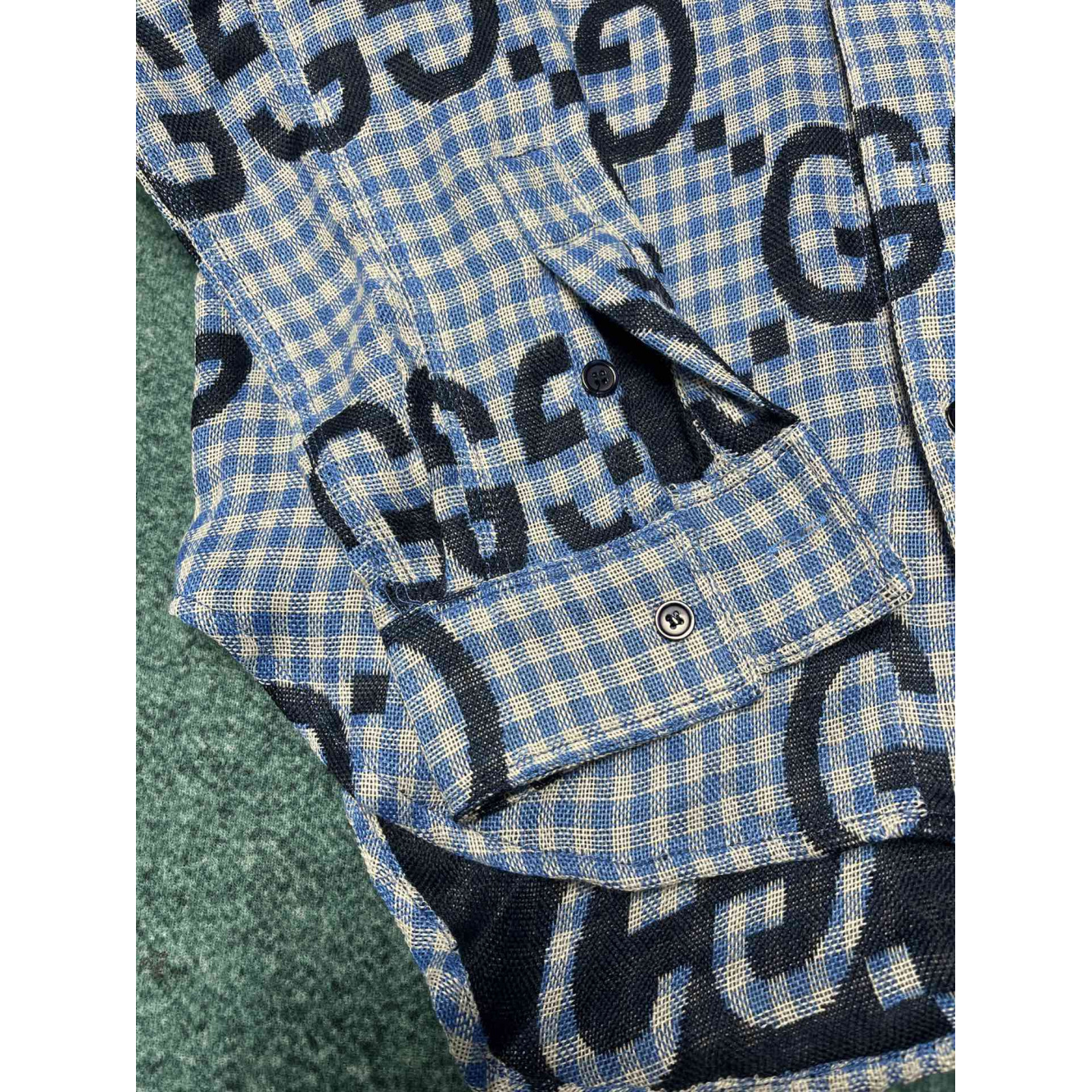 Camisa Gucci Social de algodão estampada GG Azul