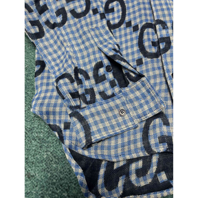 Camisa Gucci Social de algodão estampada GG Azul