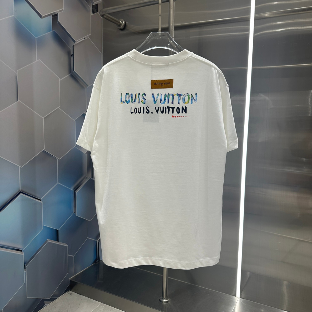 Camiseta de Algodão Louis Vuitton Logo estampado Multicolor