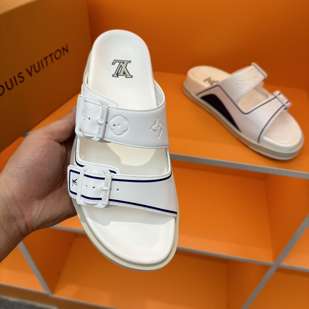 Chinelo Lv Trainer Branco/Azul
