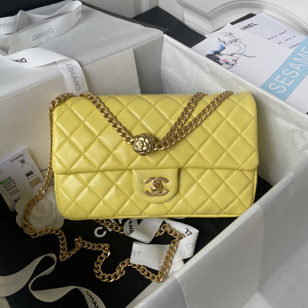 Bolsa Chanel Lambskin Quilted Sweet Camellia Flap 14.5X23.5X7CM