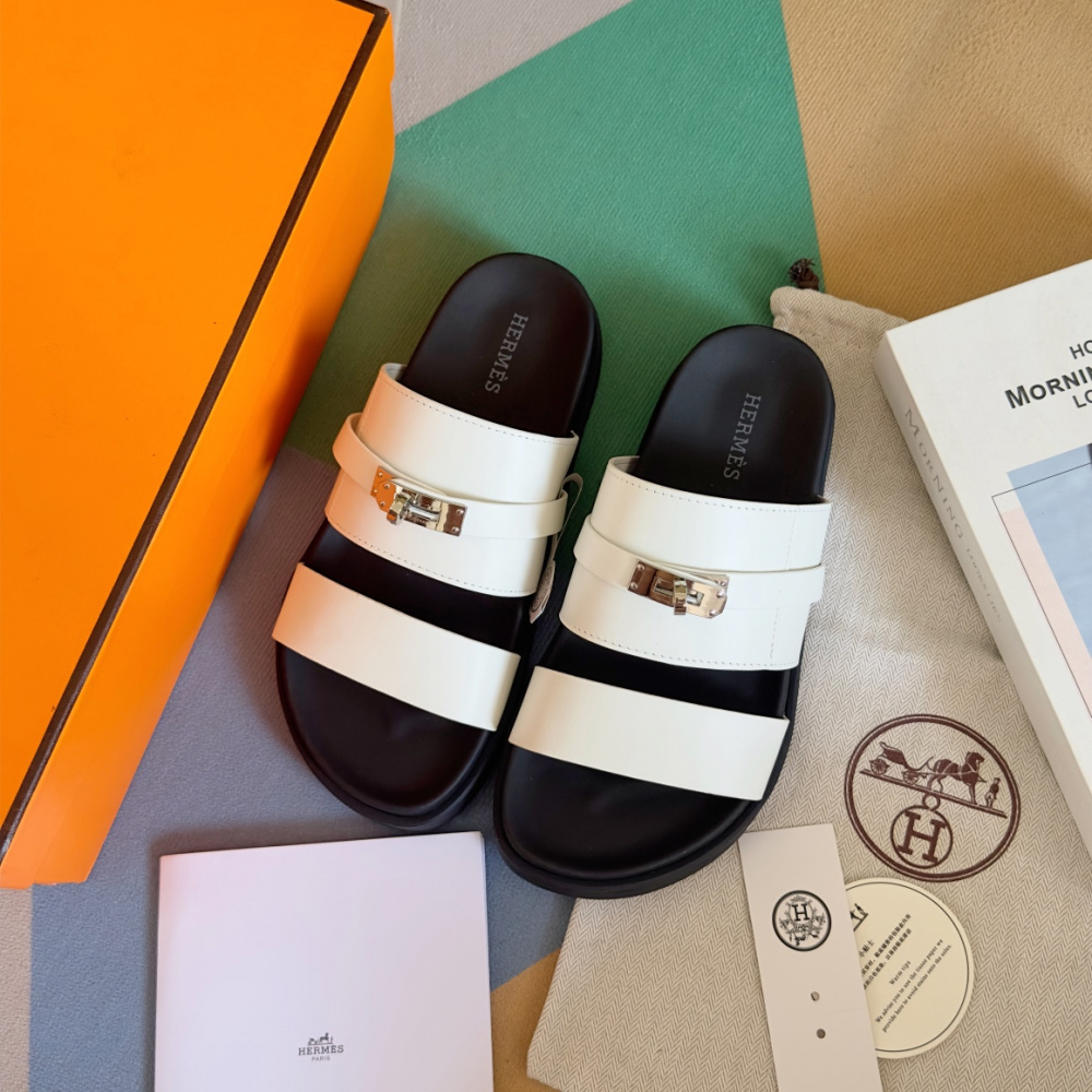 Sandália Hermès Jackson Couro Branco