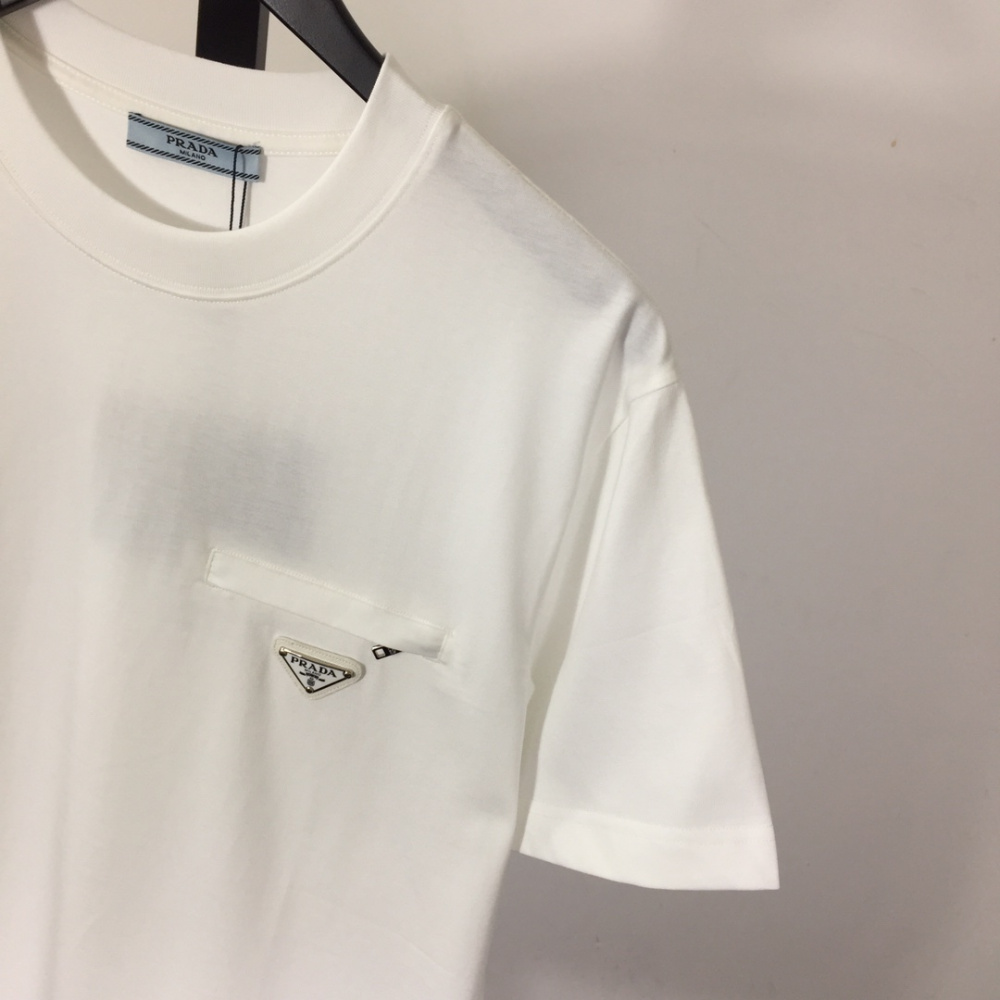 Camisa Prada em algodão com Bolso de zíper Branca