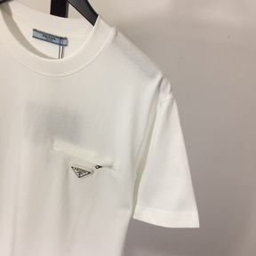 Camisa Prada em algodão com Bolso de zíper Branca