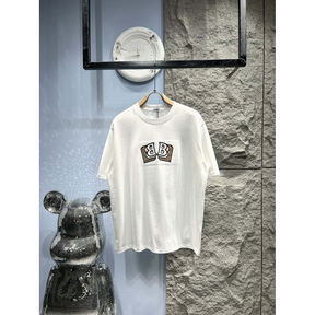 Camisa Burberry de algodão BB ao meio bordada Branca