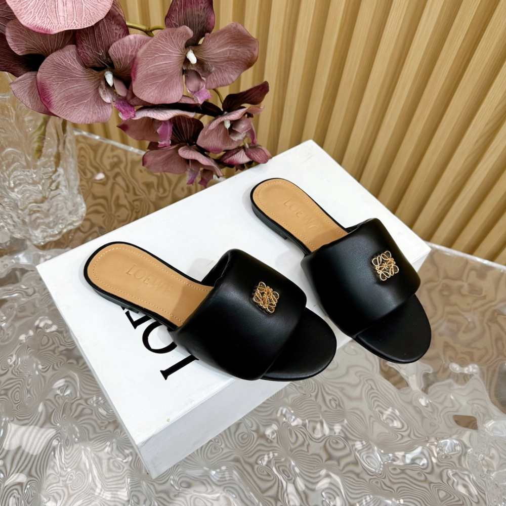 Sandália Loewe Anagram Padded Preto