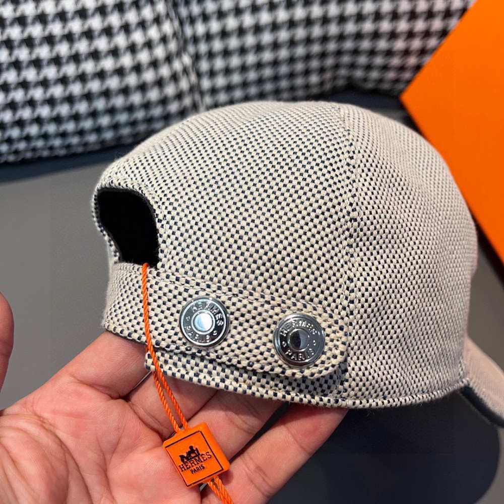 Boné Hermès Baseball Off/Azul  Logo H