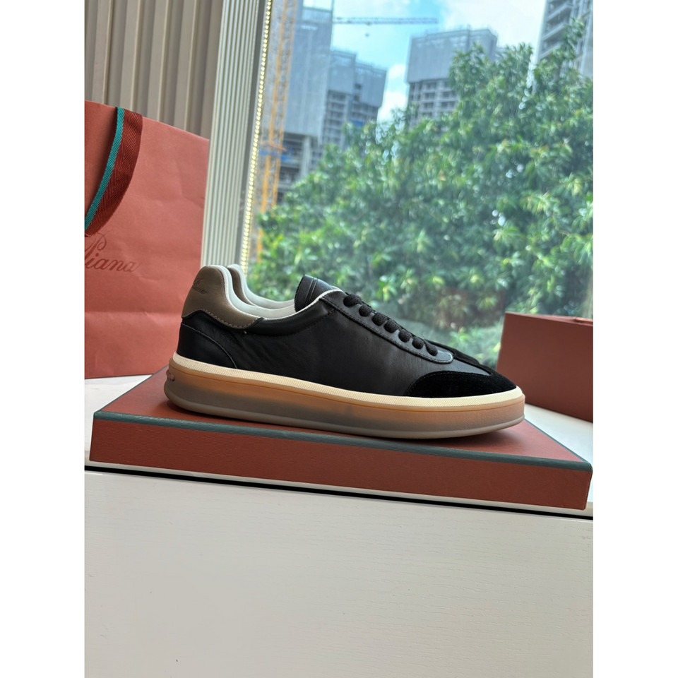 Loro Piana Tênis Walk Preto Camurça