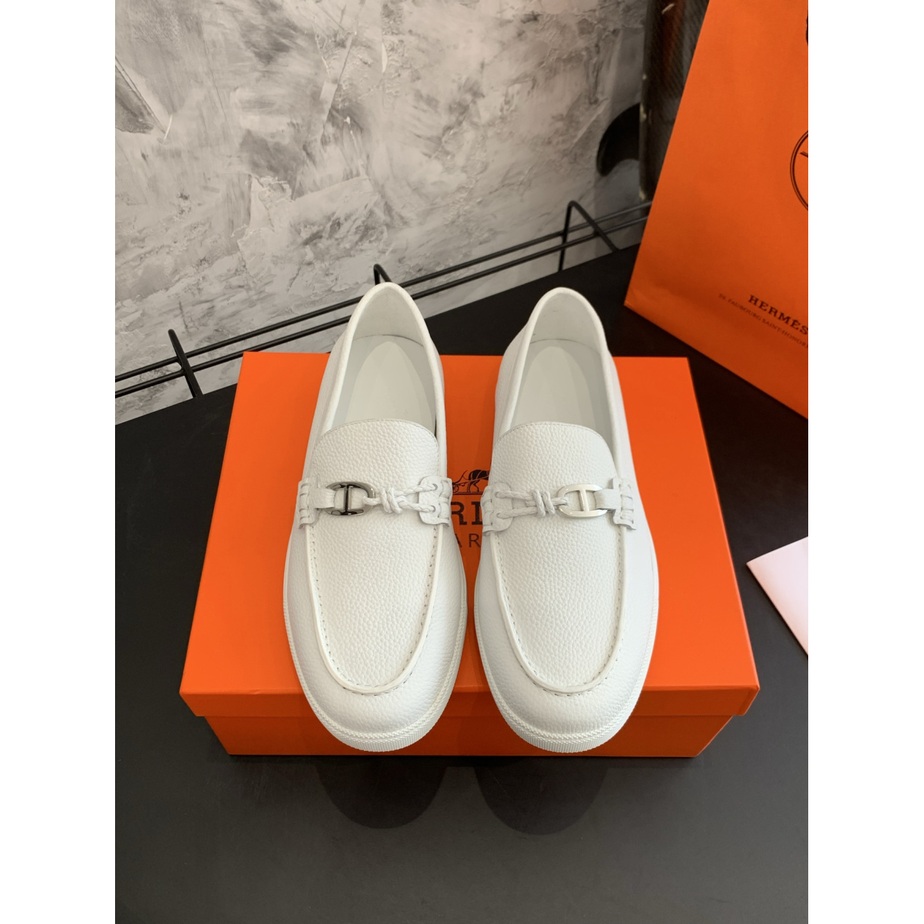 Tênis Hermès Mocassim Ignacio Branco