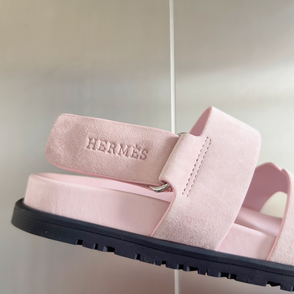 Sandália Hermès Genius em Camurça Rosa
