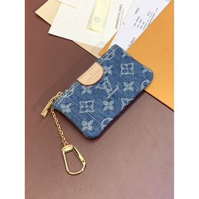 Carteira Louis Vuitton Key Pouch Denim Monogram 12x7x1.5CM