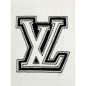 Camiseta de Algodão Louis Vuitton Logo LV Bordado Branca