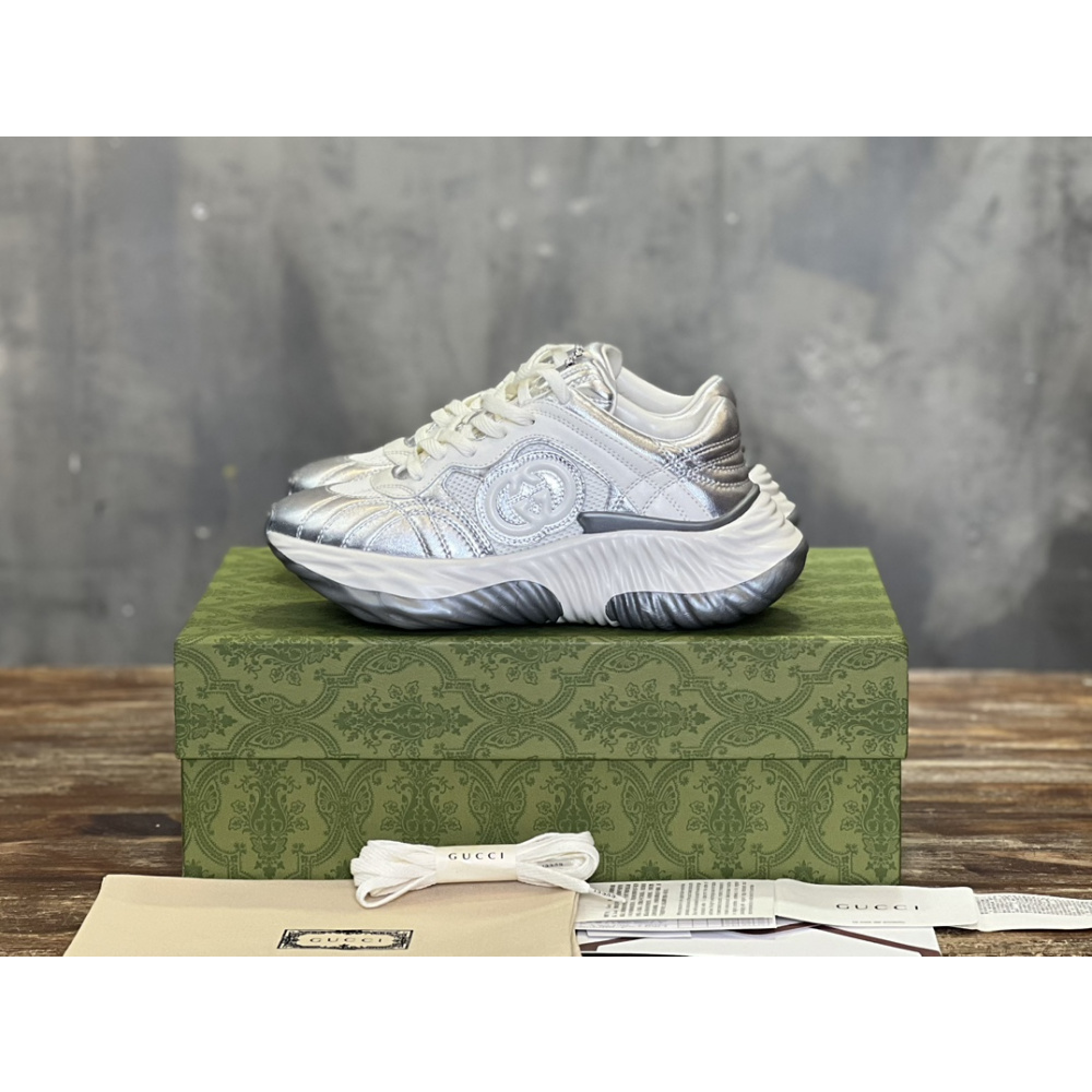 Tênis Gucci Ripple Couro Branco/Prata