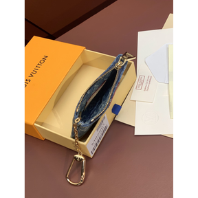 Carteira Louis Vuitton Key Pouch Denim Monogram 12x7x1.5CM