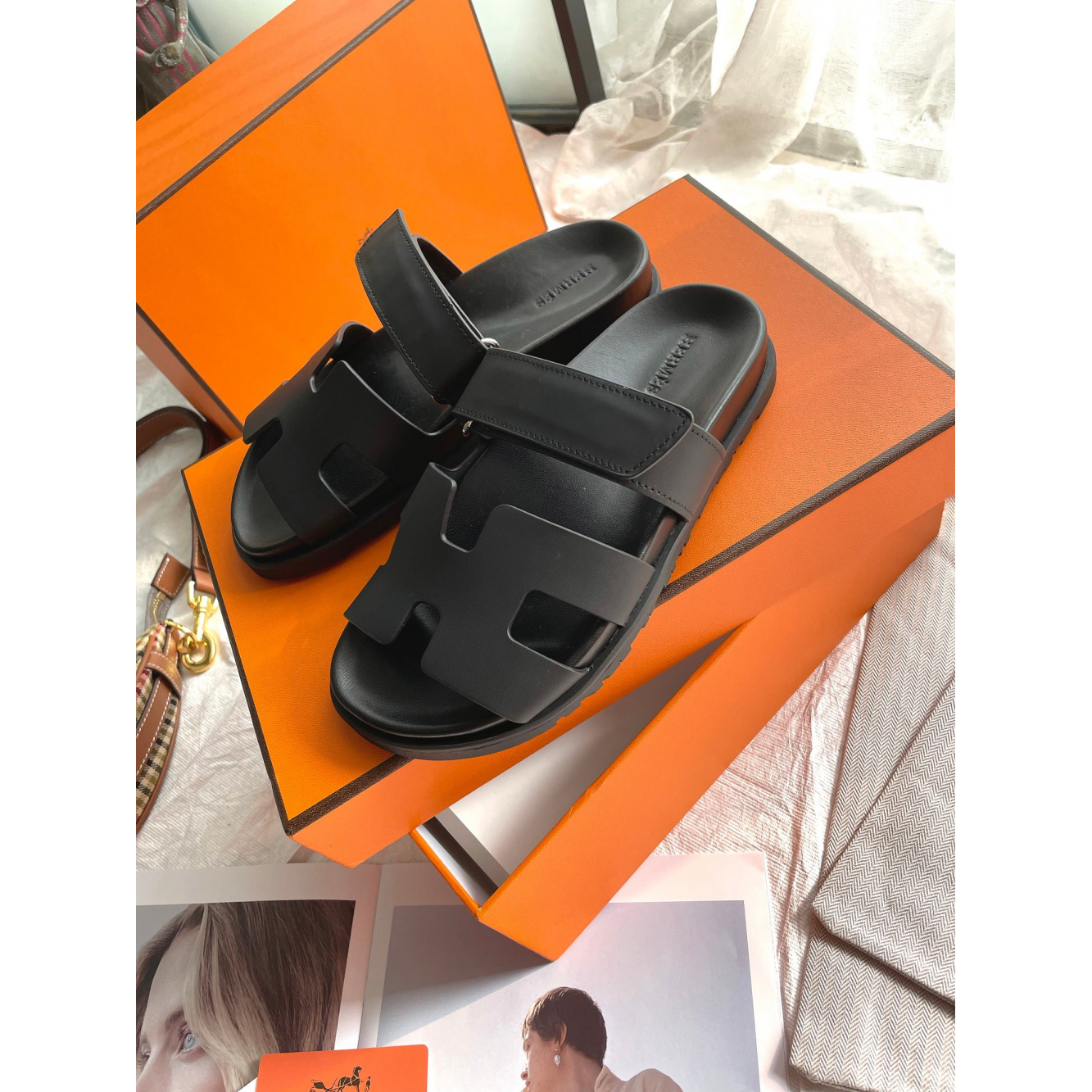 Sandália Hermès Chypre Preta