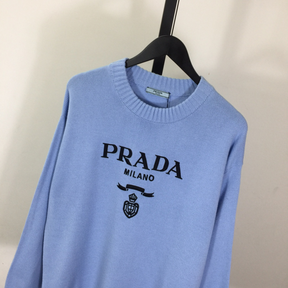 Moletom Prada com Logotipo Bordado Azul Claro