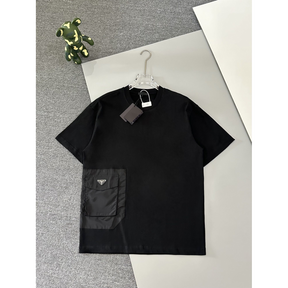 Camisa Prada em algodão com Bolso Lateral em Nylon Preta