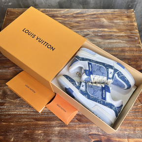Tênis Louis Vuitton LV Trainer Tecido Azul/Branco