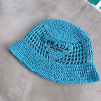 Bucket Prada em Tecido Efeito Ráfia Azul