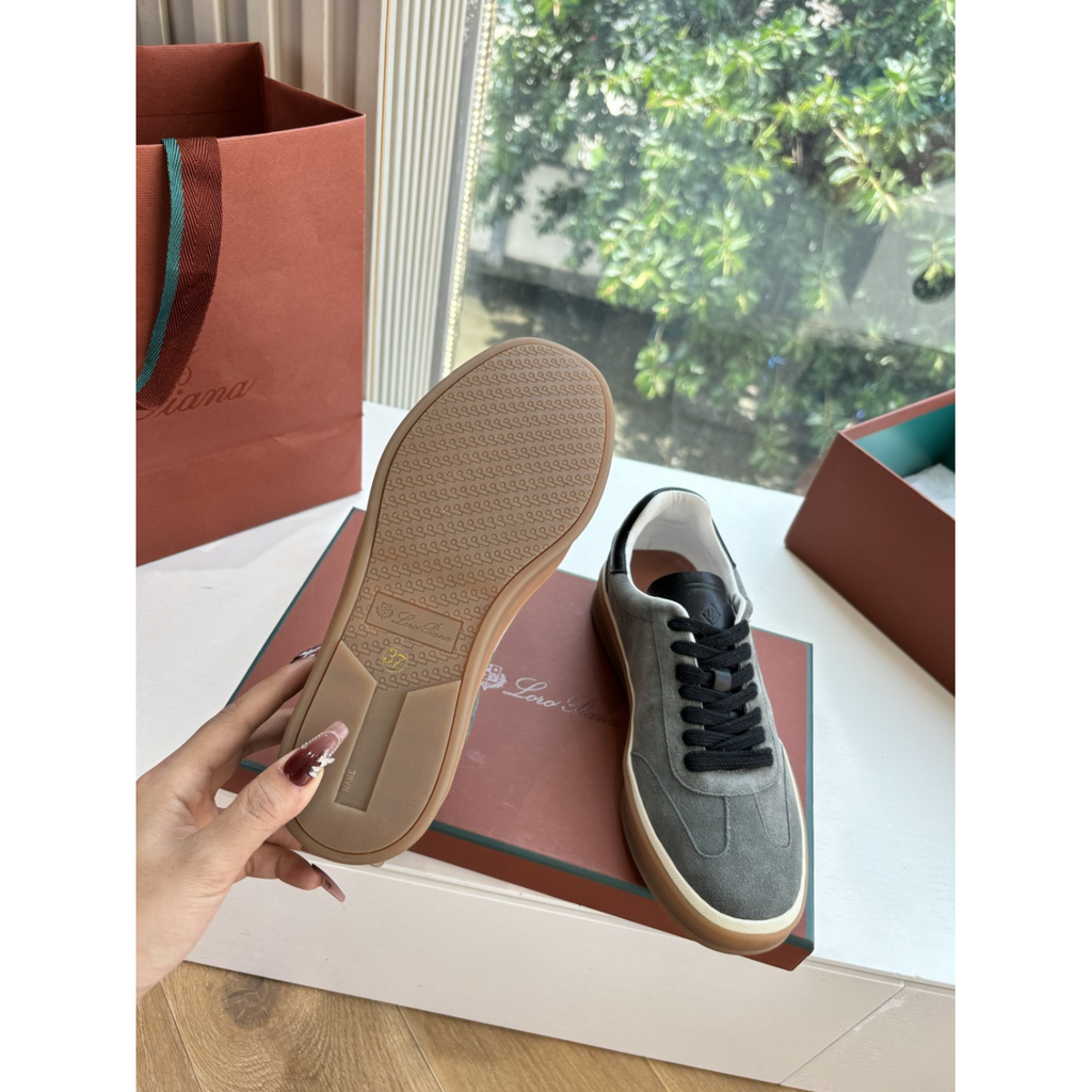 Loro Piana Tênis Walk Cinza Camurça