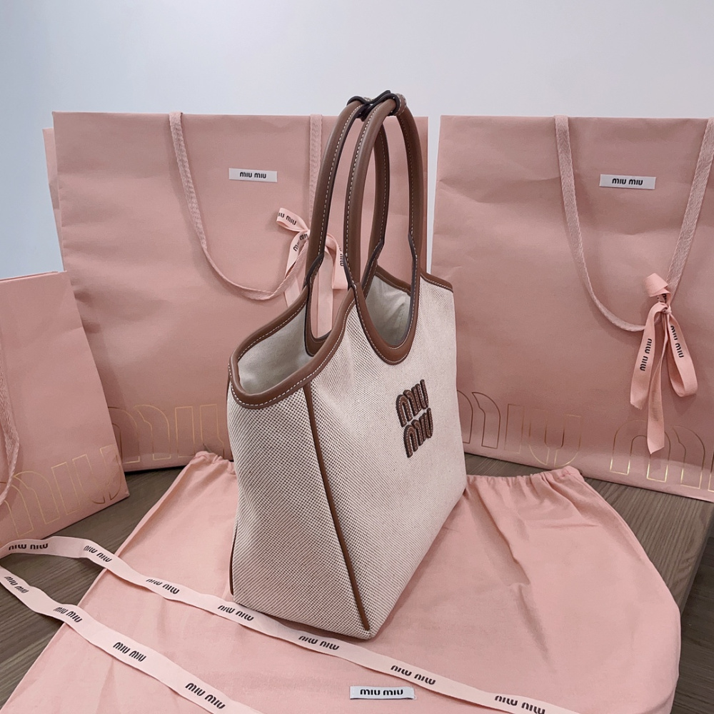 Bolsa MiuMiu Tote Ivy Canvas/Couro