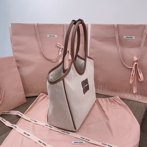 Bolsa MiuMiu Tote Ivy Canvas/Couro