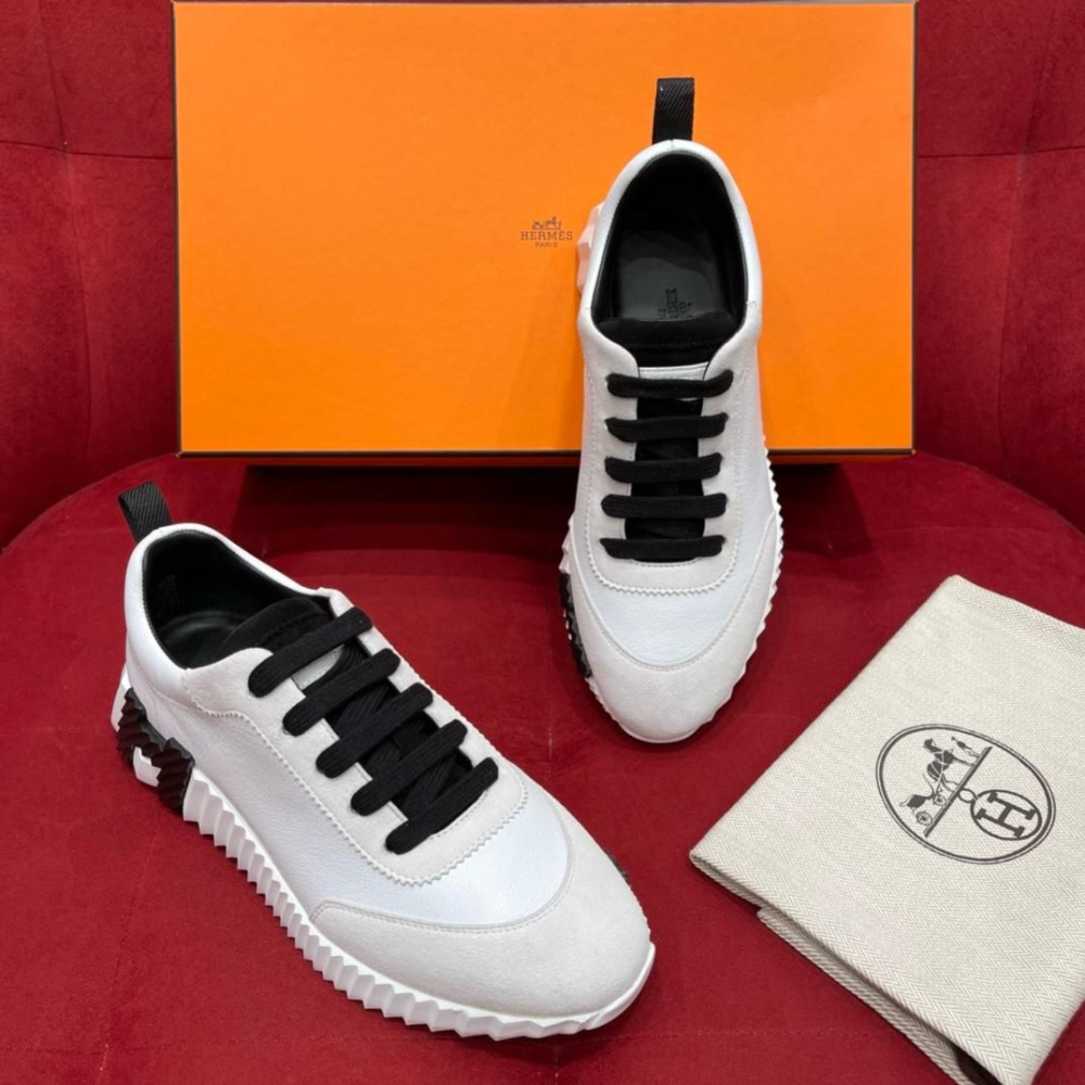 Tênis Hermès Bouncing Couro Branco/Preto