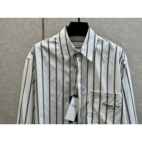 Camisa Social Listrada Dior COUTURE Branca/Preta