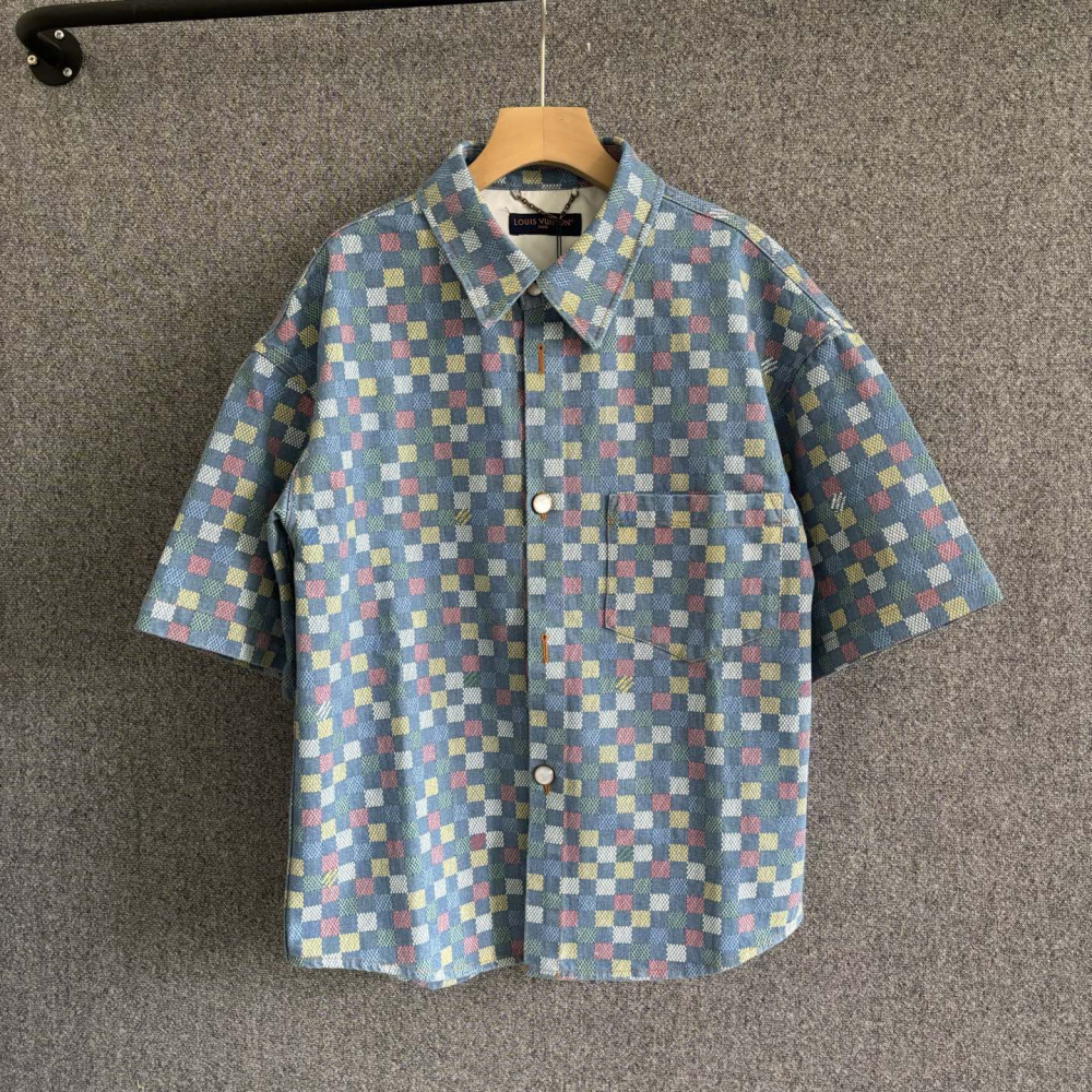 Camisa de Manga Curta com Cambraia Damier Louis Vuitton LV
