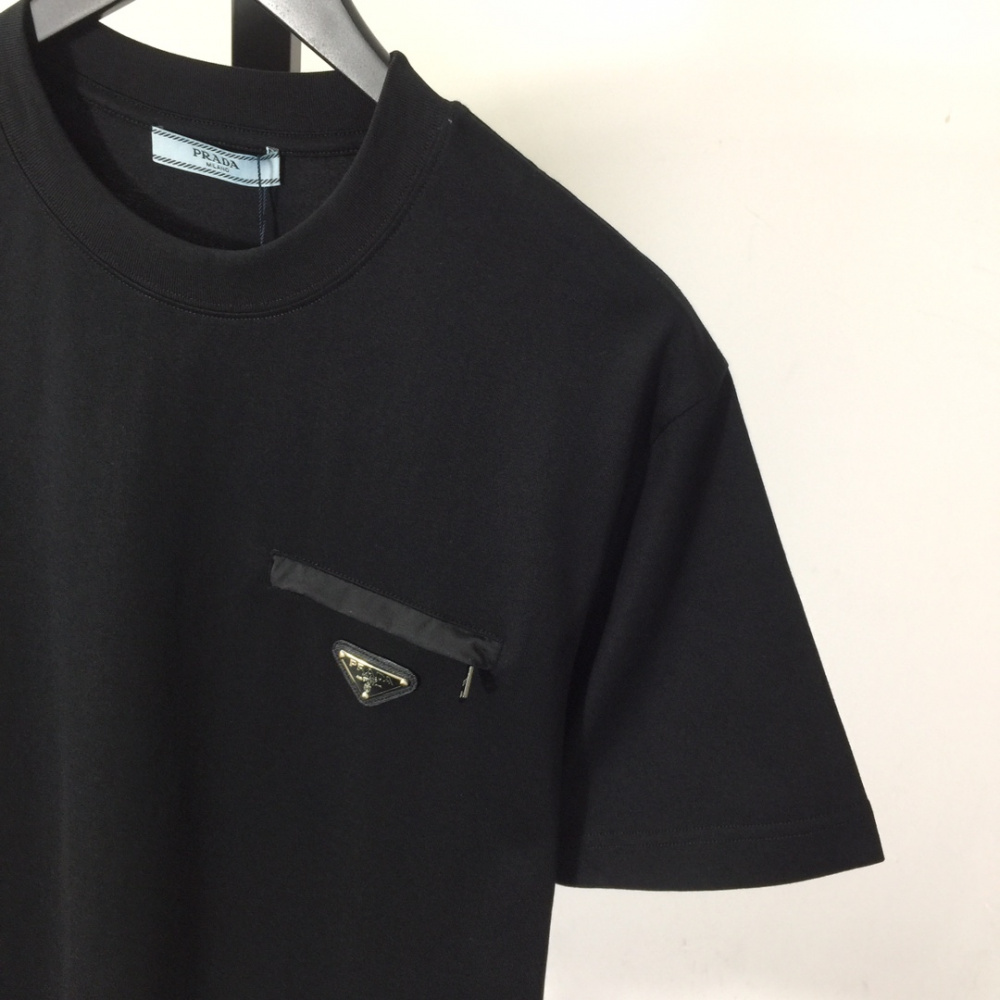 Camisa Prada em algodão com Bolso de zíper Preta