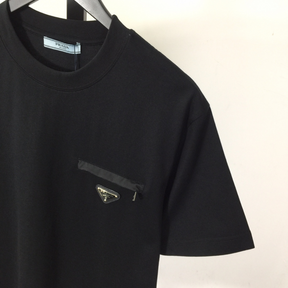 Camisa Prada em algodão com Bolso de zíper Preta