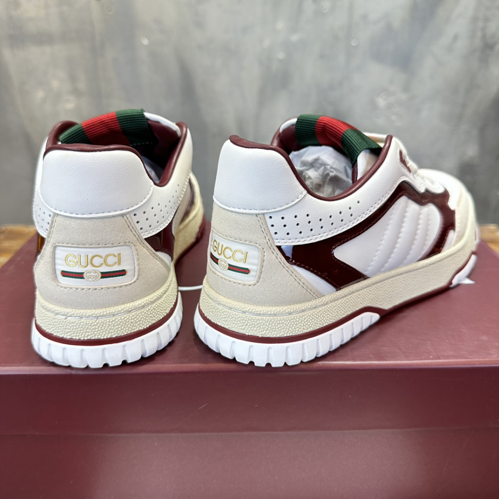 Gucci Sneaker Re-Web Detalhe Couro envernizado Rosso Ancora
