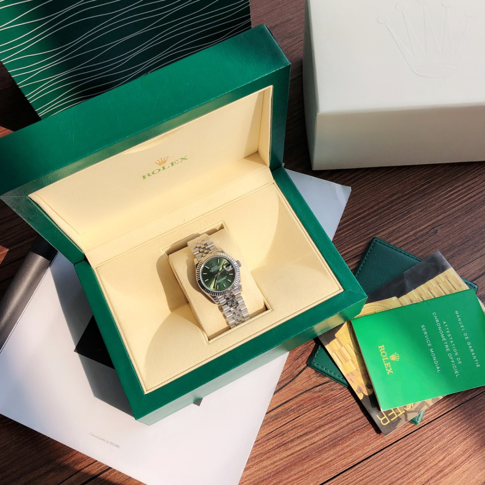 Rolex Datejust Prata/Verde Vivo